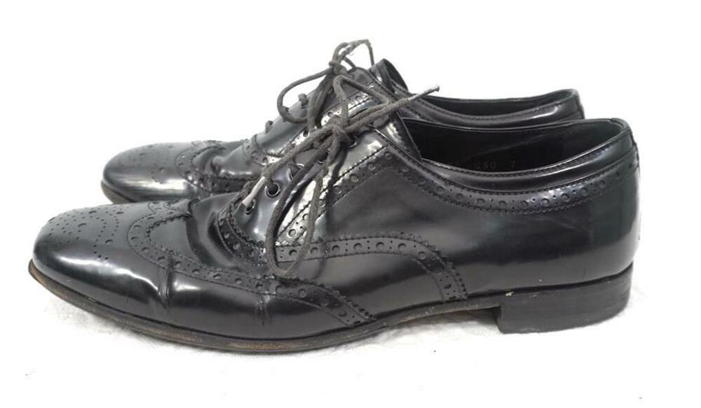 PRADA REPAIRED/WORN OUT MEN 7 US 8-8.5 SPAZZOLATO LEATHER BROGUE OXFORD SHOES